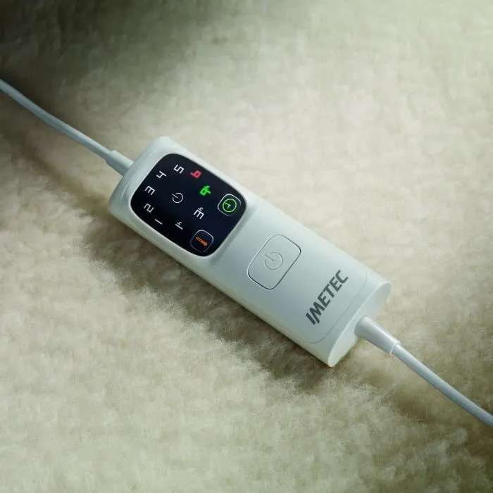 Imetec CUBRECOLCHÓN CALEFACTOR IME8007403166281 1 Plaza 100% Lana y Merino 150 x 80 cm Calentamiento Rápido 6 Temperaturas Temperatura Constante 3