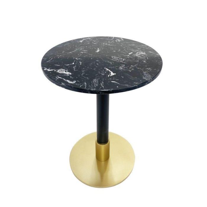 DKD Home Decor Mesita Auxiliar Moderna Negra de Metal y Mármol, 45 cm Ancho x 45 cm Largo x 51 cm Alto, 1 kg