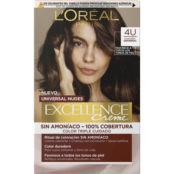 L'Oréal Paris Excellence Nudes Tinte de Pelo #4u-brown Marrón Universal, Sin Amoniaco, Cobertura Total de Canas y Color Duradero 2