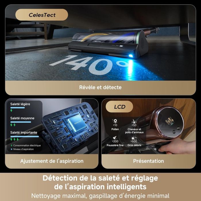 Dreame V30 Aspirador sin Cable 330 AW, IA GapFree, OmniX 2.0 para alfombras, Tubo Plegable 90°, Anti-enredos TangleCut 4