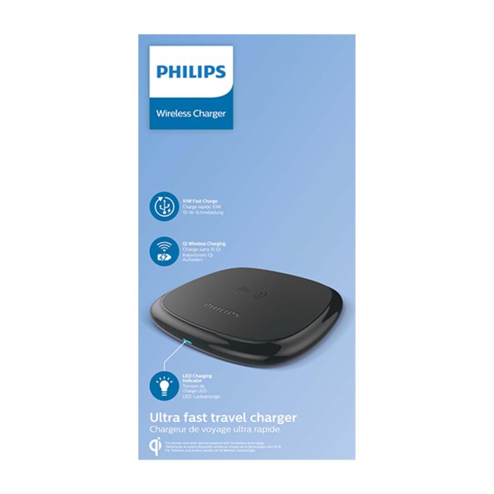 Philips Cargador Inalambrico Qi 10W - Carga Rapida - Cargador Inalambrico