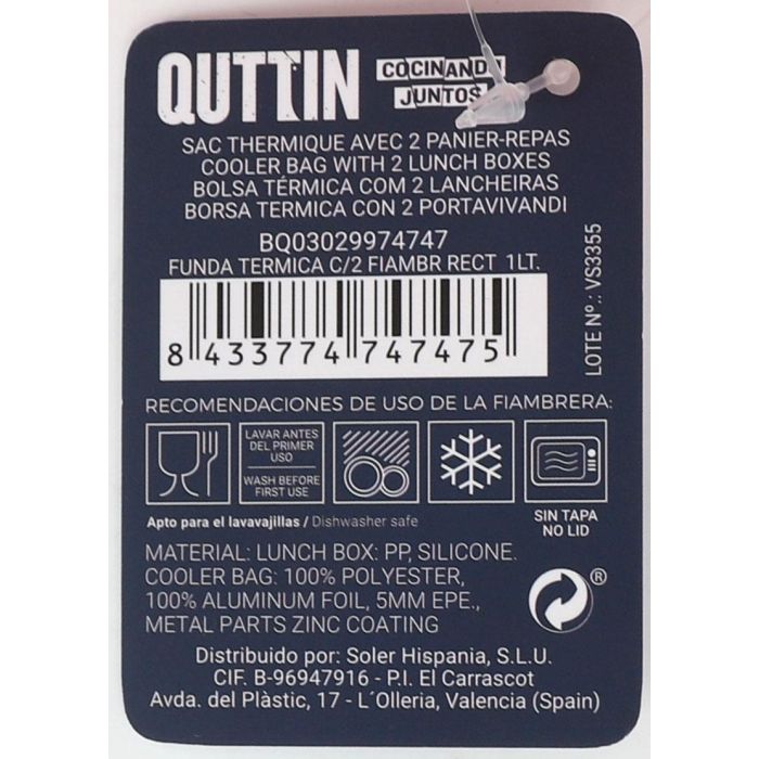Funda Térmica Quttin para Fiambrera Rectangular 1L - Pack de 2 (8 Unidades) 5 Funda Térmica Quttin para Fiambrera Rectangular 1L - Pack de 2 (8 Unidades) 5