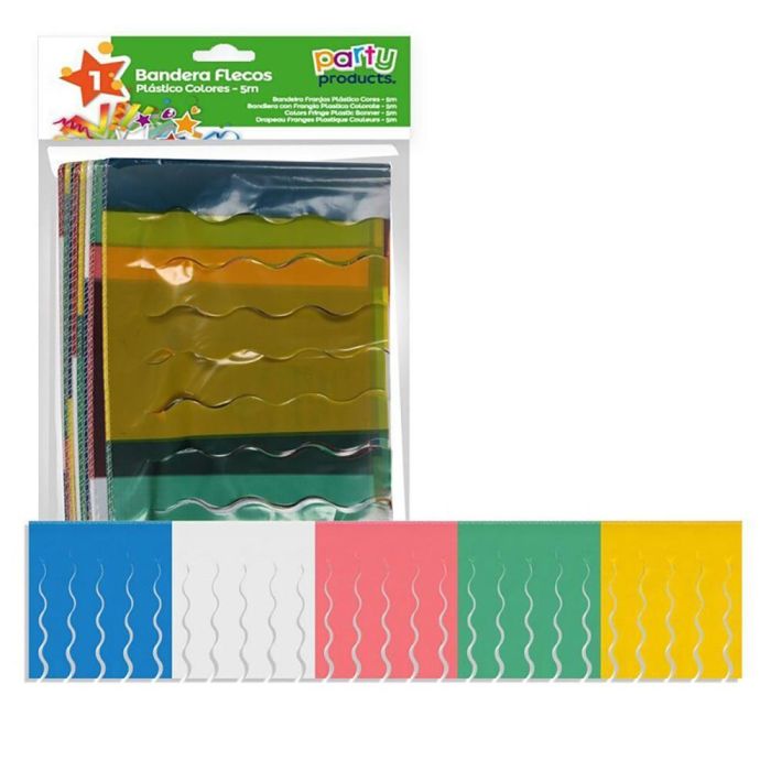 Party Products Bandera Flecos Plástico Multicolor 5m 1