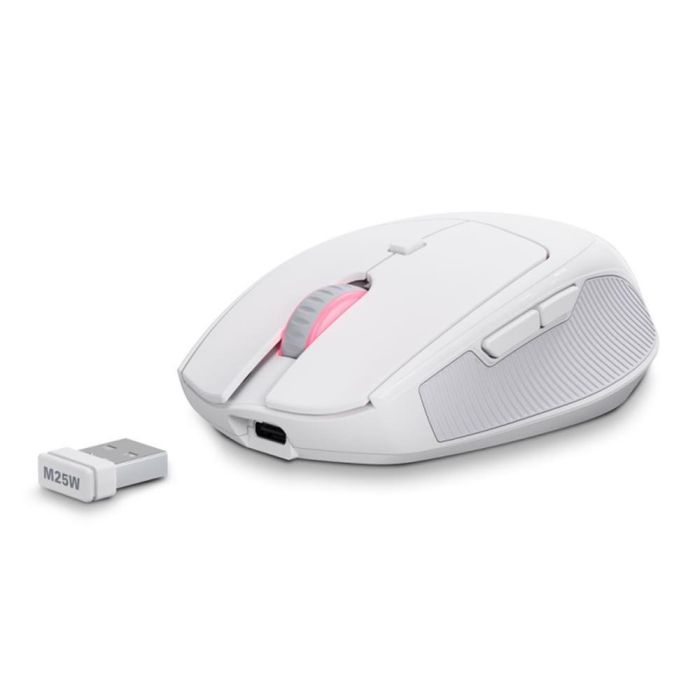 Sharkoon M25W Ratón Inalámbrico RF + USB Type-C Mano Derecha Óptico 4000 DPI Blanco 4