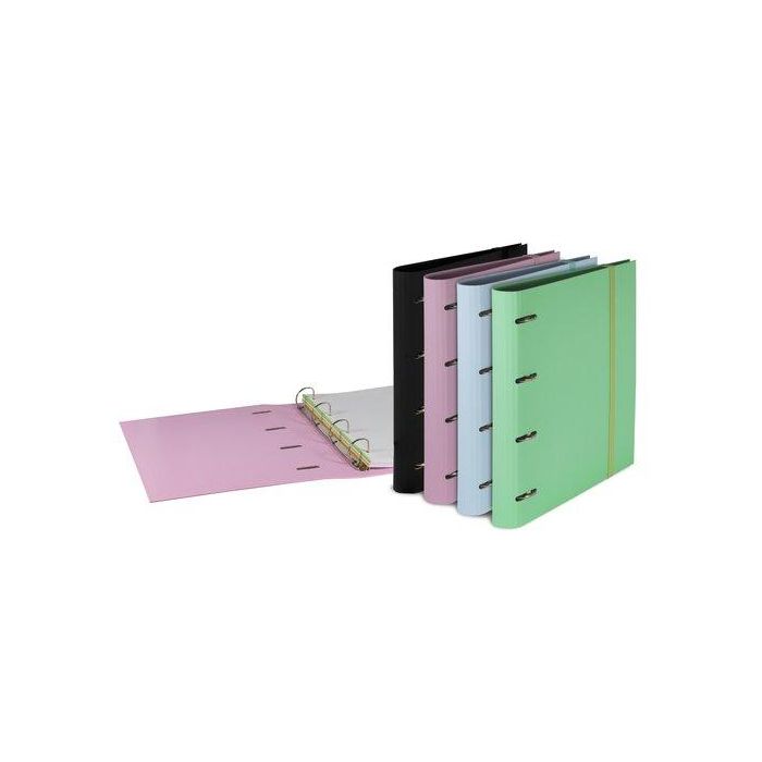 Pardo Carpeta anillas DIN A4, cartón forrado, 4 anillas 35mm, recambio, colores surtidos, expositor 8 unidades