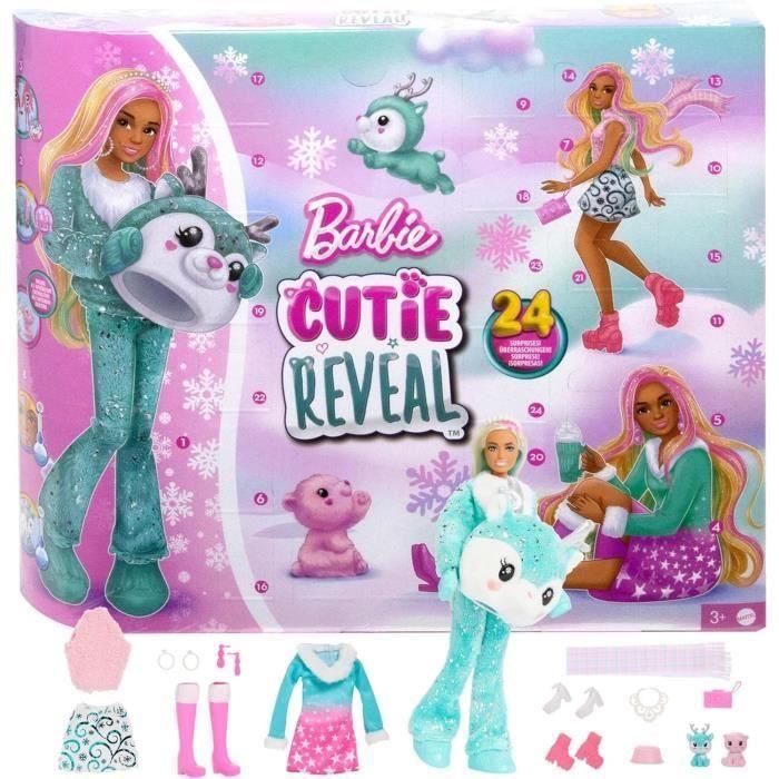 Barbie-Cutie Reveal Calendario de Adviento-1 muñeca y 24 sorpresas HJX76 Barbie-Cutie Reveal Calendario de Adviento-1 muñeca y 24 sorpresas HJX76