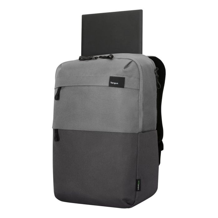 Targus Sagano Travel Mochila para Portátil 15.6 Pulgadas (39.6 cm) con Compartimento Seguro, Impermeable, Hecha de Material Reciclado RPET, 2 Bolsillos Frontales, Color Gris
