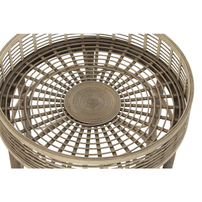 DKD Home Decor Mesita Auxiliar Balines Set de 2 Ratan Natural 61 x 64 x 61 cm 1