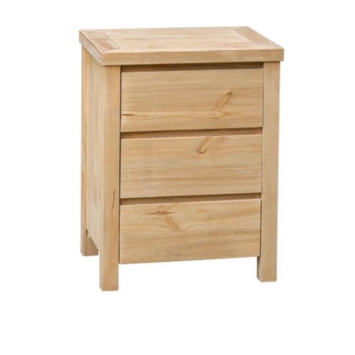 DKD Home Decor Mesita de Noche Alpino Natural Madera Pino 3 Cajones 40 x 66 x 50 cm