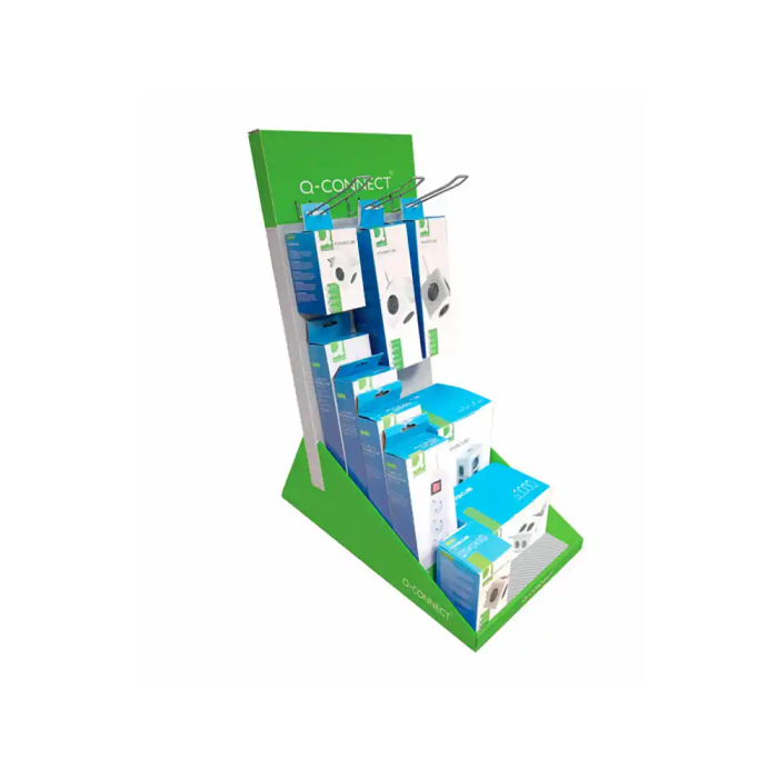 Q-connect Expositor Regleta Enchufe Múltiple Sobremesa 10 Unidades Surtidas 680x300x580 mm 1