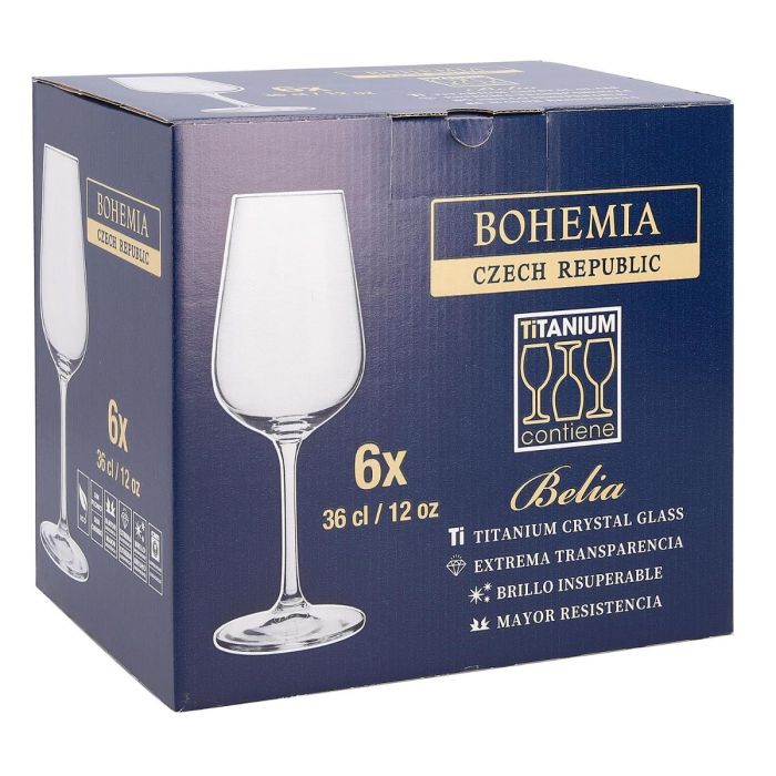 Bohemia Belia - Juego 6 Copas de Vino Cristalín Vidrio Transparente 36 cL, Apto Lavavajillas, Hecho en Rep. Checa 1 Bohemia Belia - Juego 6 Copas de Vino Cristalín Vidrio Transparente 36 cL, Apto Lavavajillas, Hecho en Rep. Checa 1