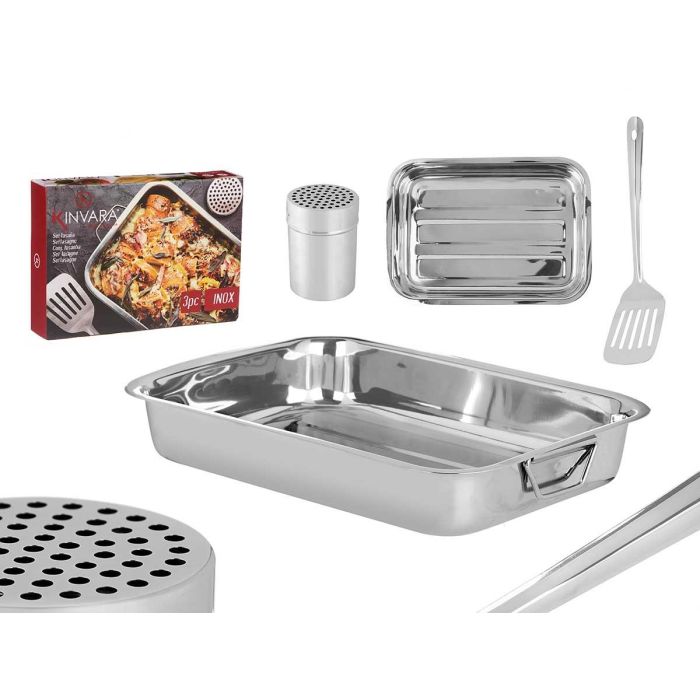 Set 3 Piezas Rustidera 36x26 cm Pala Dispensador Kinvara - Acero Inoxidable (6 Unidades) Set 3 Piezas Rustidera 36x26 cm Pala Dispensador Kinvara - Acero Inoxidable (6 Unidades)