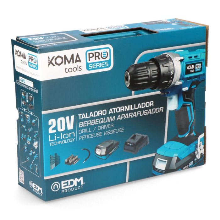 Koma Tools Taladro Atornillador 20V 20v-ta40-k con 40 Accesorios, Batería y Cargador 4