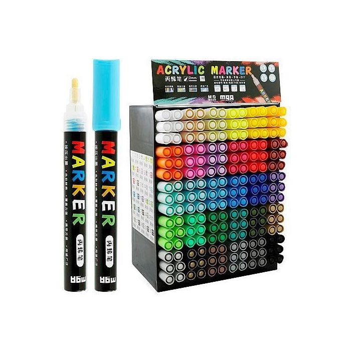 M&G Rotuladores Pintura Acrílica, 180 Unidades, 30 Colores, Punta Absorción Moderada