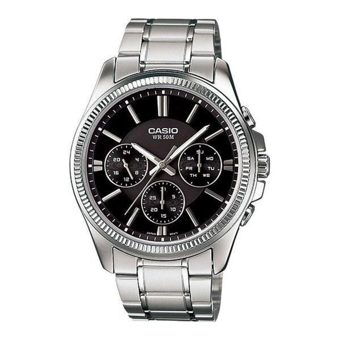 Reloj Hombre Casio ENTICER GENT Negro Plateado (Ø 35 mm) Reloj Hombre Casio ENTICER GENT Negro Plateado (Ø 35 mm)