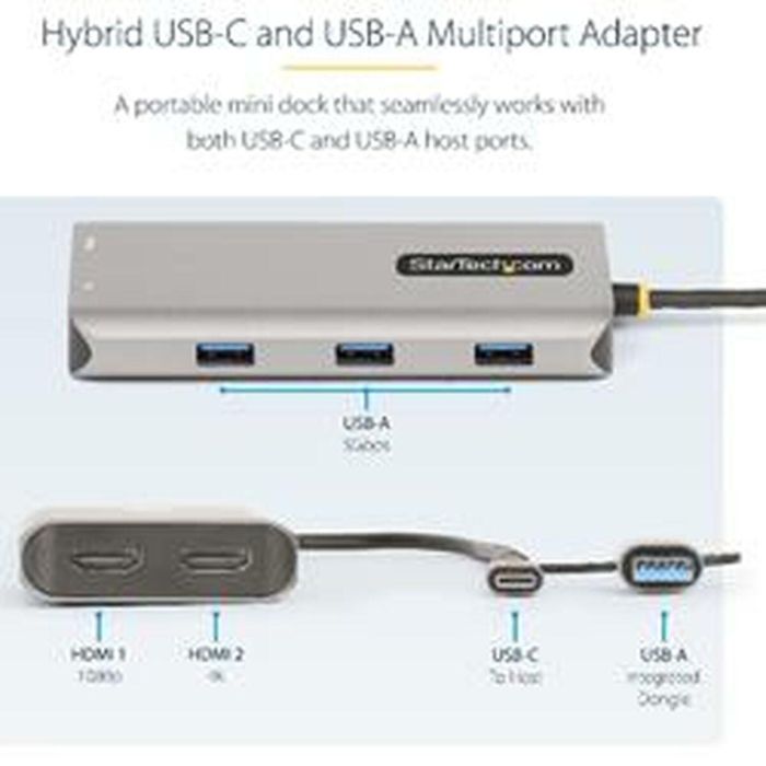 Adaptador USB Startech 167B-USBC-MULTIPORT 3 Adaptador USB Startech 167B-USBC-MULTIPORT 3