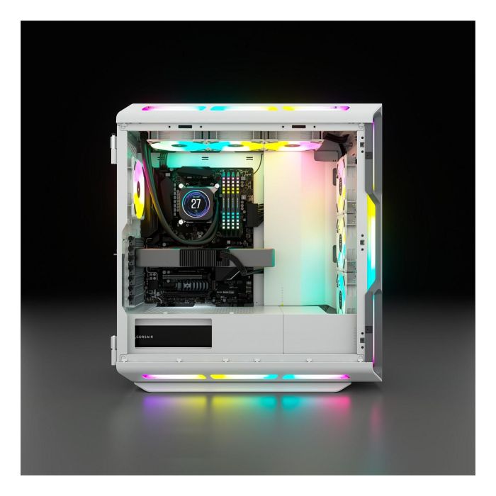 Corsair iCUE 5000T RGB Midi Tower Blanco PC Gaming con Panel de Vidrio Templado y Iluminación RGB