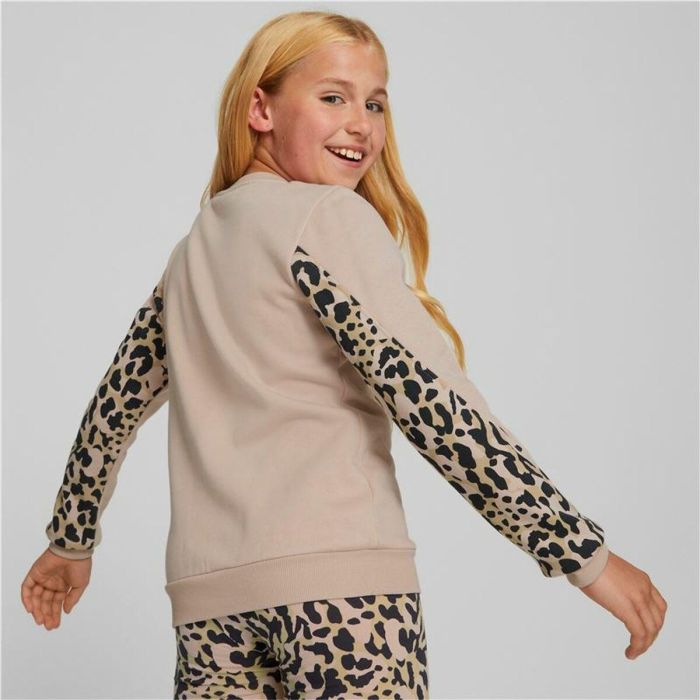 Sudadera sin Capucha Niña Puma Alpha Crew Neck Beige Leopardo Rosa 1 Sudadera sin Capucha Niña Puma Alpha Crew Neck Beige Leopardo Rosa 1
