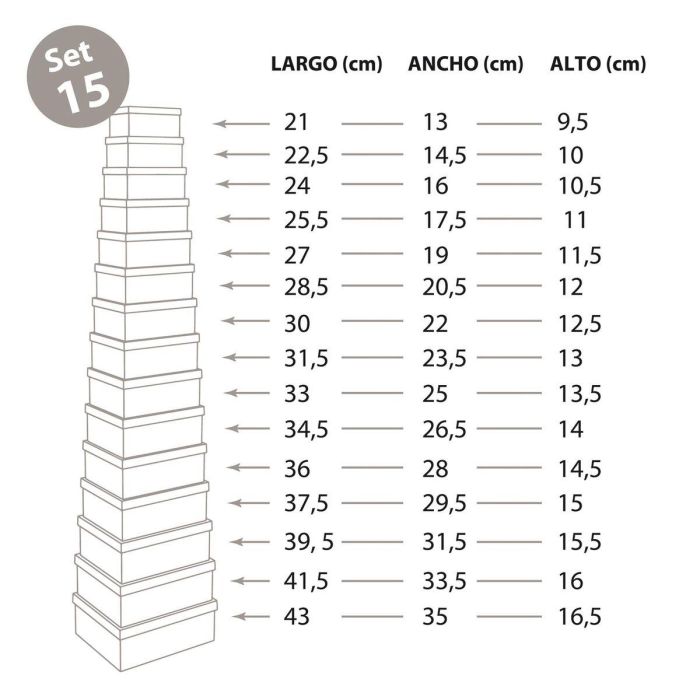 Juego de Cajas Decorativas Versa Cartón (15 Piezas) 2