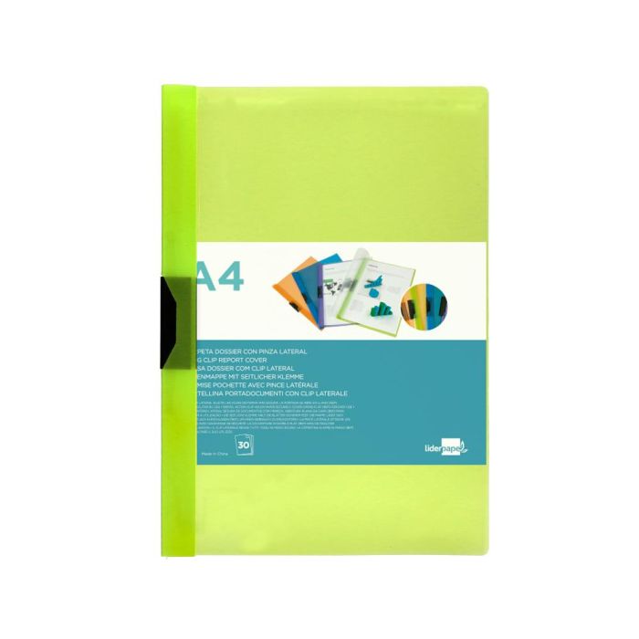 Carpeta Liderpapel Dossier Pinza Lateral 45303 Polipropileno Din A4 Verde Cla30 Hojas Pinza Deslizante 1