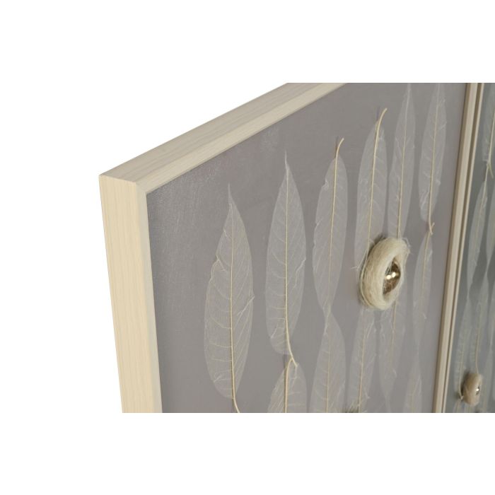 DKD Home Decor Cuadro Moderno Hojas Nidos Lienzo Verde Beige 3.5 x 90 x 120 cm (2 Unidades) 1