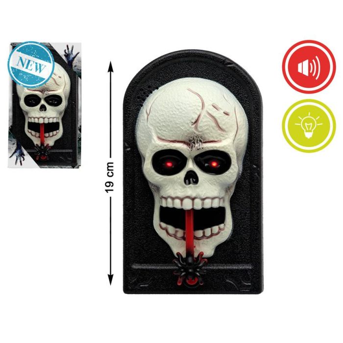 Colgante Puerta Halloween 11x19x5.5 cm Calavera Luz-Sonido