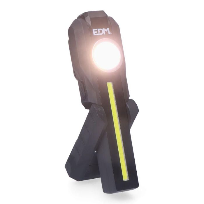 Edm Linterna de trabajo LED COB 200lm + 200lm + spot superior 50lm, recargable USB-C, base magnética y gancho, 8h autonomía 2 Edm Linterna de trabajo LED COB 200lm + 200lm + spot superior 50lm, recargable USB-C, base magnética y gancho, 8h autonomía 2