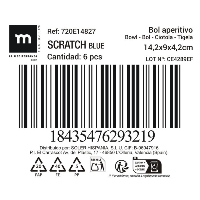 La Mediterranea Bol Aperitivo Colección "Scratch" 14.2 cm x 9 cm x 4.2 cm 2