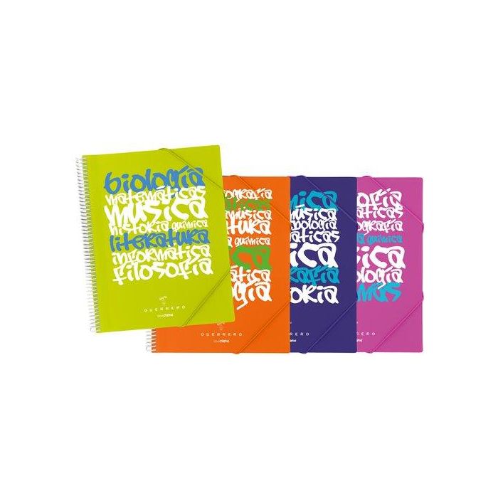 Carpeta Fundas (Tarifario) Guerrero Pp Rigido Maxiplas Uniclase Espiral A4 Con Goma 30 F. Surtidos 8 unidades