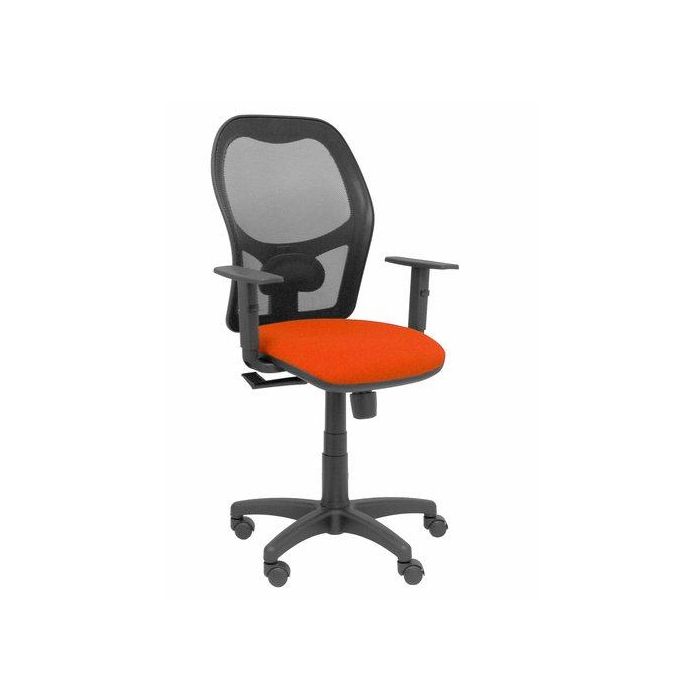 Silla Piqueras Y Crespo Alocen Brazos Regulables Mecanismo Sincro Refuerzo Lumbar Ruedas Nylon Respaldo Malla Negra Transpirable Y Asiento Tapizado Bali Naranja Oscuro