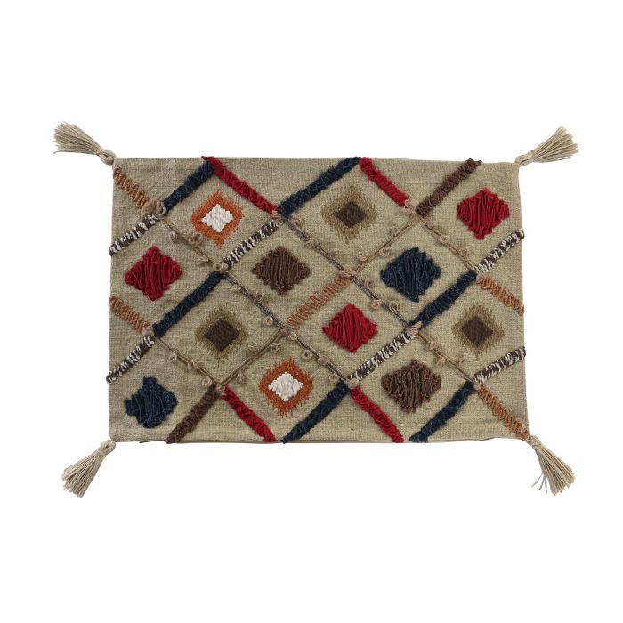 DKD Home Decor Funda Cojín Decorativa Multicolor de Algodón y Poliéster con Diseño de Flecos y Cierre de Cremallera 40 x 60 cm