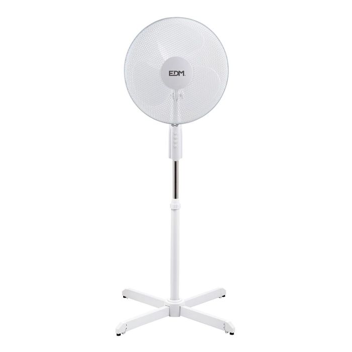 Ventilador de pie. color blanco. potencia: 45 W aspas: ø40cm altura regulable 110-130cm edm