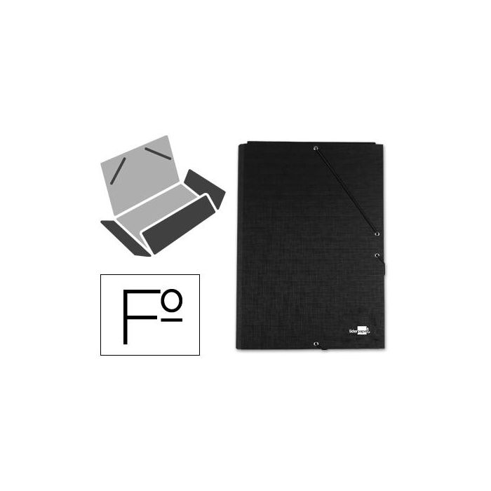 Carpeta Liderpapel Gomas Folio 3 Solapas Carton Forrado Negra