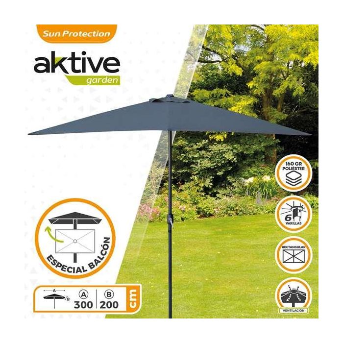 Parasol terraza 300 cm con chimenea y mástil de aluminio 4,8 cm color antracita 2 Parasol terraza 300 cm con chimenea y mástil de aluminio 4,8 cm color antracita 2