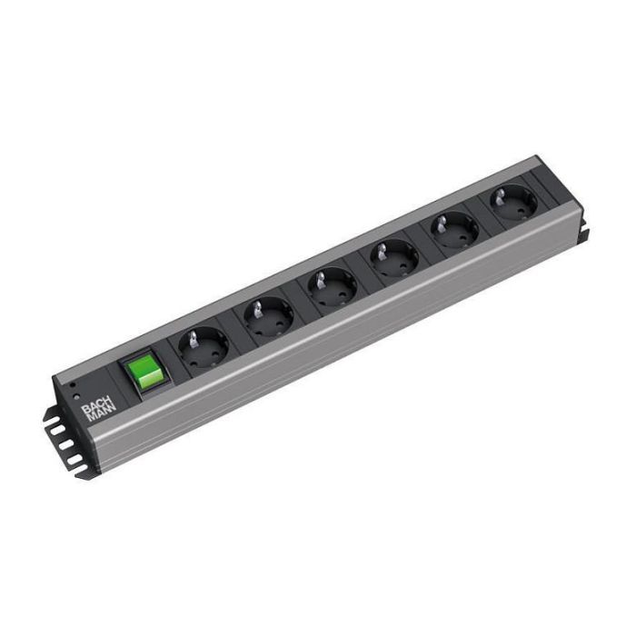 Bachmann 300.003 Regleta 6 Enchufes AC 2m Compatible Rack 19 Pulgadas Interior Negro 1