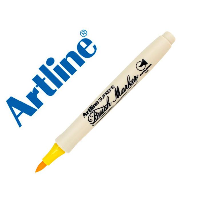 Rotulador Artline Supreme Brush Epfs Pintura Base De Agua Punta Tipo Pincel Trazo Fino Amarillo 12 unidades