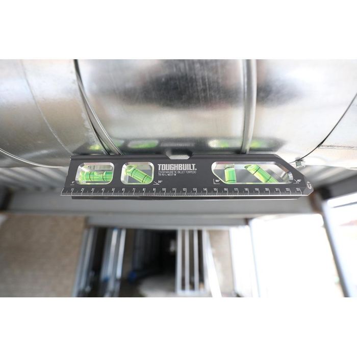 Toughbuilt Nivel torpedo magnético de 23cm Tb-h2-l-m23t-m, 4 burbujas de precisión, aluminio, imanes de neodimio 3