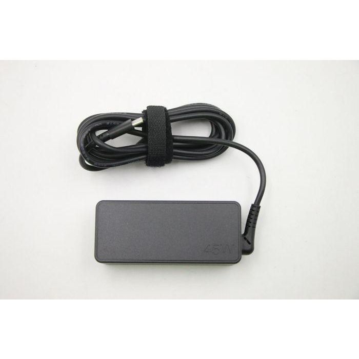 Lenovo 45W power adapter with 3-prong design, compatible with Lenovo devices, supports multiple voltage levels (20V, 15V, 9V, 5V). Lenovo 45W power adapter with 3-prong design, compatible with Lenovo devices, supports multiple voltage levels (20V, 15V, 9V, 5V).
