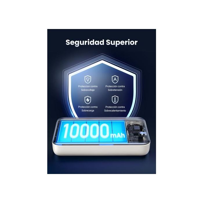 UGREEN 25208 Batería Externa 10000 mAh Cargador Inalámbrico Beige para iPhone 12-15 Series, Carga Rápida PD 20W 19