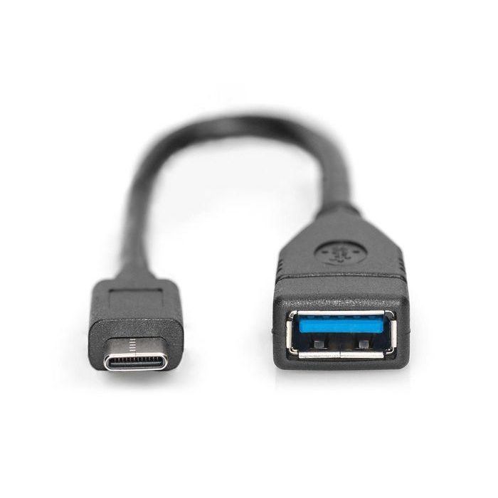 Digitus Cable Adaptador USB-C a USB-A OTG, SuperSpeed USB 3.0 (5Gbps), 3A Power Delivery, 0.15m, Carga y Sincronización Rápida, Reversible 2
