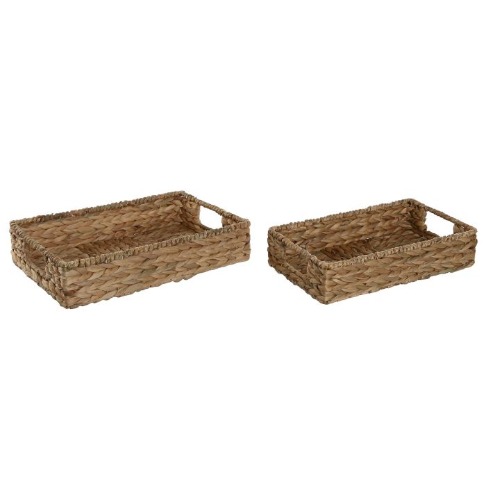 Bandeja Tropical DKD Home Decor Natural 26 x 9 x 40 cm Set de 2 (2 Unidades)