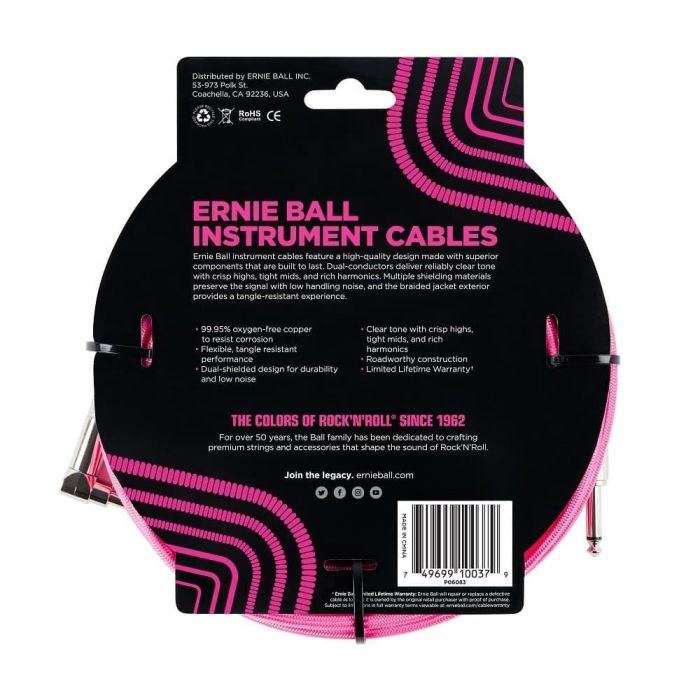 Cable Eb Instrumento Trenzado Jack-Jack Sa 5,49 M - Neon / Rosa 1 Cable Eb Instrumento Trenzado Jack-Jack Sa 5,49 M - Neon / Rosa 1