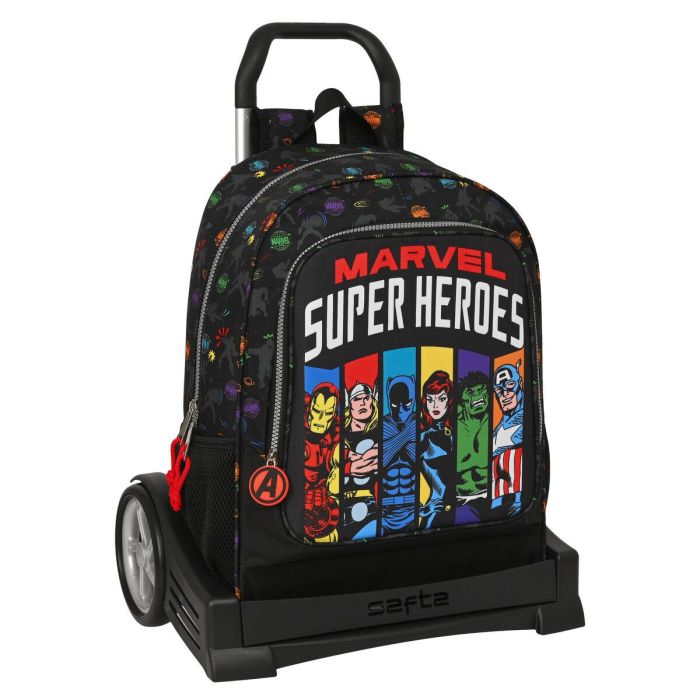 Mochila Escolar con Ruedas The Avengers Super heroes Negro (32 x 42 x 14 cm)