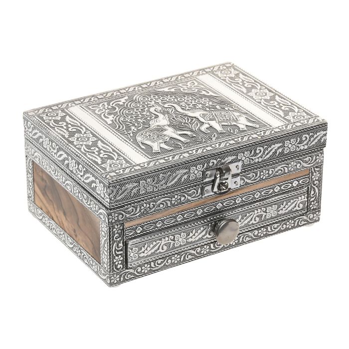 Joyero Arabe DKD Home Decor Plateado Marron 13 x 8 x 17.5 cm (2 Unidades) 2