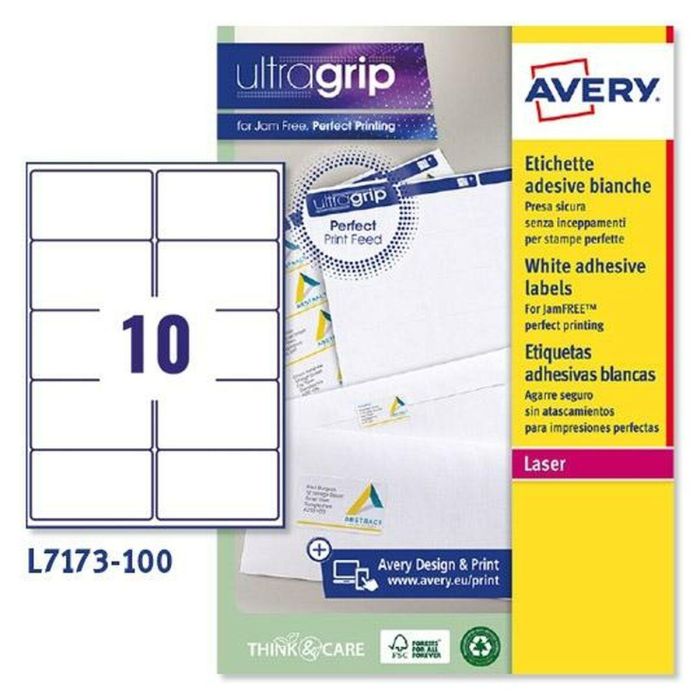 Etiquetas para Impresora Avery L7173 Blanco 100 Hojas 99,1 x 57 mm (5 Unidades) 1