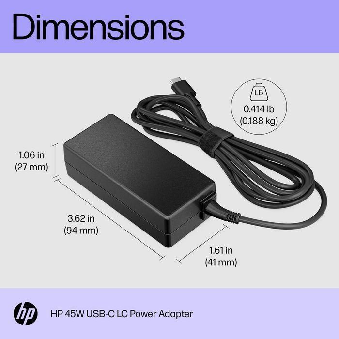 HP LC 45W USB-C Adaptador de Corriente para Chromebooks HP - Cargador para Cargar y Alimentar desde Puerto USB-C 2 HP LC 45W USB-C Adaptador de Corriente para Chromebooks HP - Cargador para Cargar y Alimentar desde Puerto USB-C 2