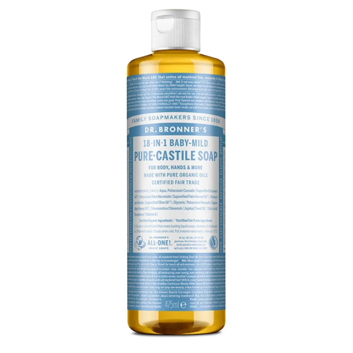 DR. BRONNER´S Jabón Líquido Neutro para Bebé Piel Sensible 475ml - Ecológico y Vegano con Aceite de Coco y Oliva