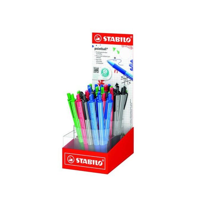 Boligrafo Stabilo Retractil Pointball Colorful Surtido Expositor De 38 Boligrafo Stabilo Retractil Pointball Colorful Surtido Expositor De 38