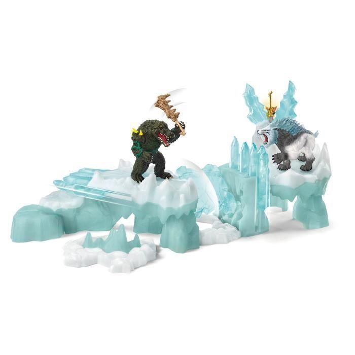 Schleich 42497 Ataque a la Fortaleza de Hielo, Criaturas de Eldrador con Tigre Dientes de Sable y Cocodrilo Luchador 1