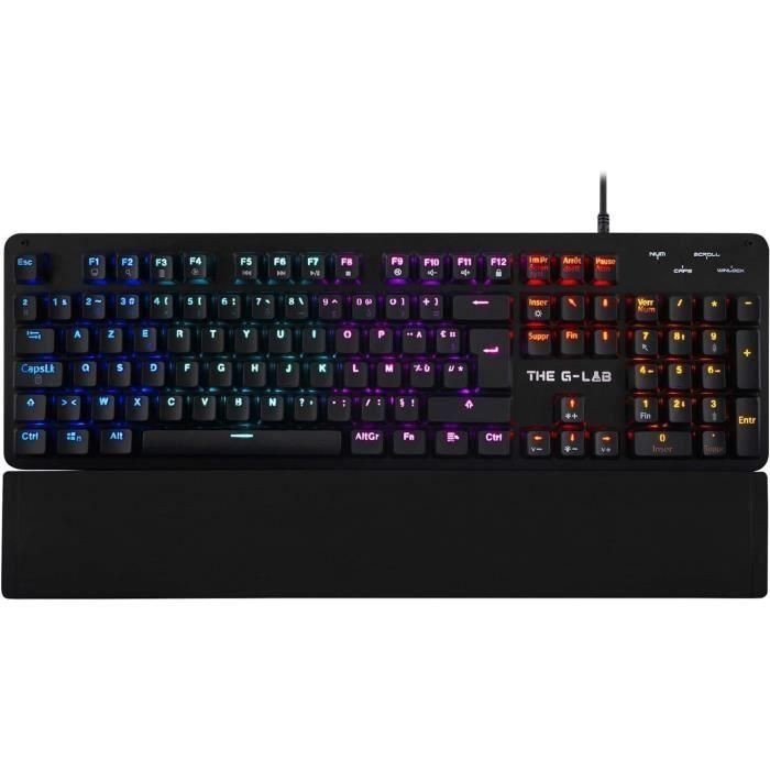 THE G-LAB Gaming Teclado mecánico retroiluminado de carbono - Switch Blues - Reposamanos - FR THE G-LAB Gaming Teclado mecánico retroiluminado de carbono - Switch Blues - Reposamanos - FR